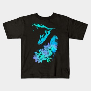 Cobra and Flowers - Blue Kids T-Shirt